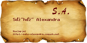 Sáhó Alexandra névjegykártya